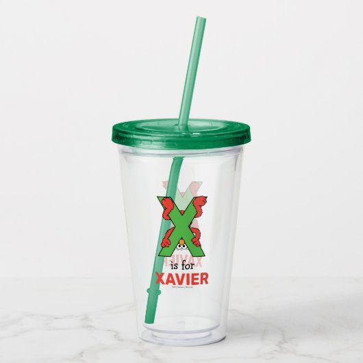 Verre En Acrylique Elmo Alphabet | Vert X (Dos)