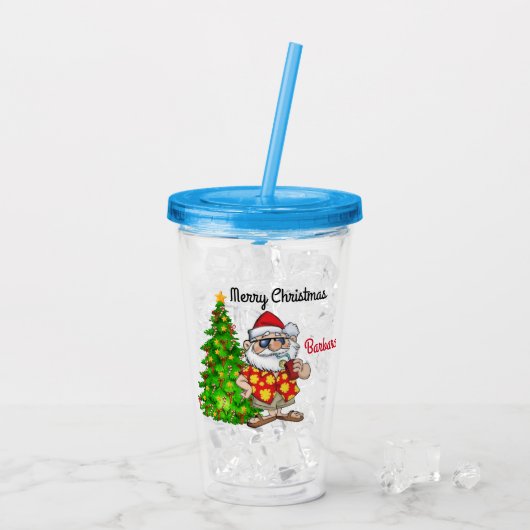 Verre En Acrylique Enfants customisés Tropical Père Noël (Dos glace)