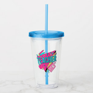 Verre En Acrylique Enseignant Rétro Coloré Années 90 Retour à l'École