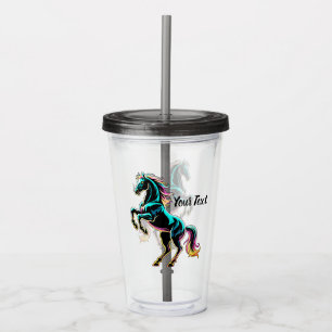 Verre En Acrylique Enseigne au néon Cheval Style Rétro Glitch