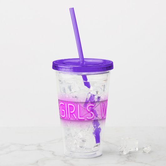 VERRE EN ACRYLIQUE ENSEIGNE LED WEEK-END DES FILLES  (Devant glace)