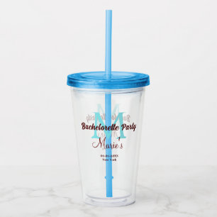 Verre En Acrylique enterrement de vie de jeune fille monogramme ajout