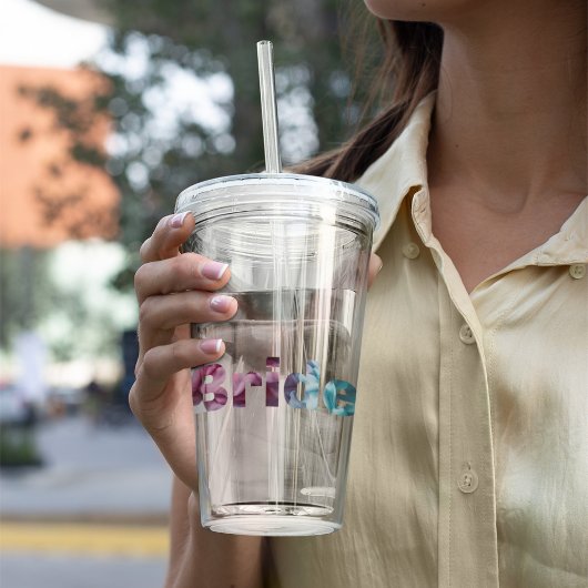 Verre En Acrylique Épouse rose et Turquoise texturée