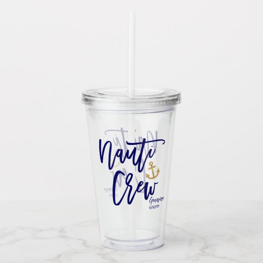 Verre En Acrylique Équipage Nauti Drôle Bleu Demoiselle d'Honneur Côt (Devant)