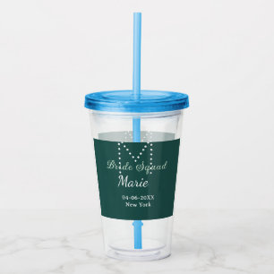 Verre En Acrylique Équipe de mariée ajoutez nom monogramme demoiselle