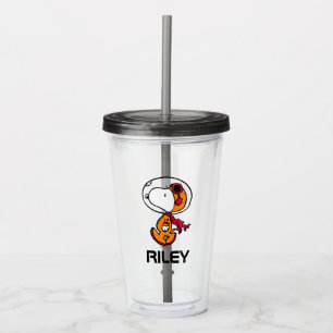 Verre En Acrylique ESPACE Astronaute de Snoopy Ajouter Votre Nom