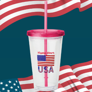 Verre En Acrylique États-Unis d'Amérique Drapeau américain Rouge Pers
