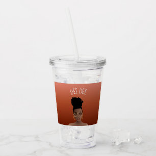 Verre En Acrylique Femme noire, Nuances d'or & High Bun, Cuivre Brown