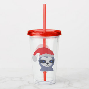 Verre En Acrylique Fente de Noël avec chapeau de Noël