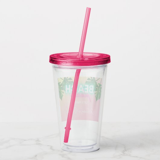 Verre En Acrylique Fête de Bachelorette sur la plage néon personnalis (Dos)