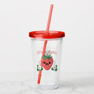 Verre En Acrylique Fête de Bébé Kawaii Fraise C'est une Fille