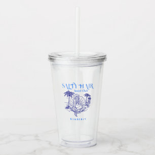 Verre En Acrylique Fête d'été de la chouette de sirène bleue côtière