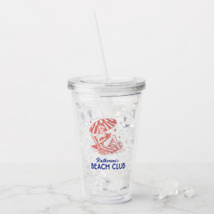 Verre En Acrylique Fête du Club de Plage Bleu de Lecture d'Été