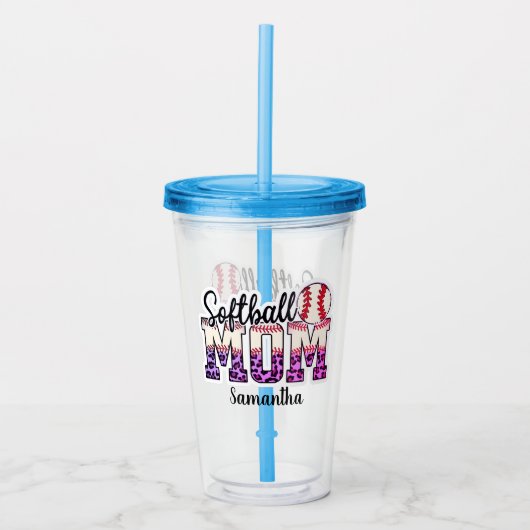 Verre En Acrylique Fier Softball Maman Vie (Devant)