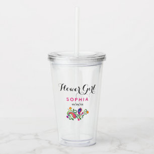 Verre En Acrylique Fille Fleur Mariage Colorful Paisley Rose Floral