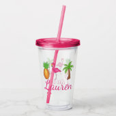 Verre En Acrylique Flamant rose rose ananas Tropical Palm Tree (Dos)