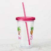 Verre En Acrylique Flamant rose rose ananas Tropical Palm Tree (Gauche)