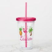 Verre En Acrylique Flamant rose rose ananas Tropical Palm Tree (Devant)