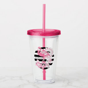 Verre En Acrylique Flamant Rose Tropical Chic Moderne Personnalisé