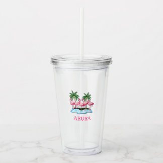Verre En Acrylique Flamingo Island Aruba | Acrylic Drink Cup Tumbler