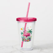 Verre En Acrylique Flamingo rose tropicale/Floride (Dos)