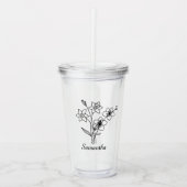 Verre En Acrylique Fleur de naissance personnalisée avec nom Proposit (Devant)