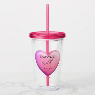 Verre En Acrylique Fleur Fille rose fête de la nuptiale personnalisée