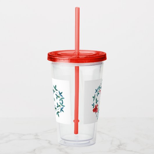 Verre En Acrylique Fleur Rouge Et Jaune (Droite)