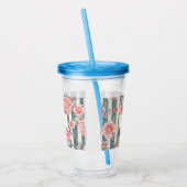 Verre En Acrylique Fleurs d'aquarelle rose sur bandes (Gauche)