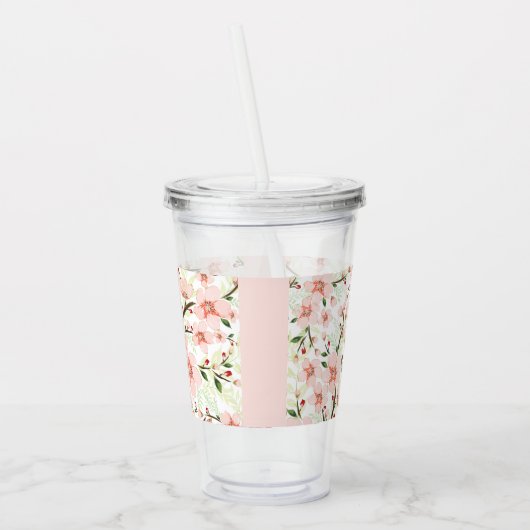 Verre En Acrylique Fleurs roses (Gauche)