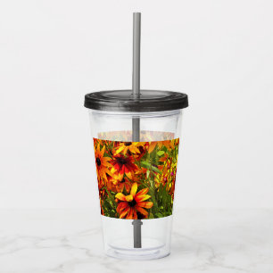 VERRE EN ACRYLIQUE FLEURS RUDBECKIA