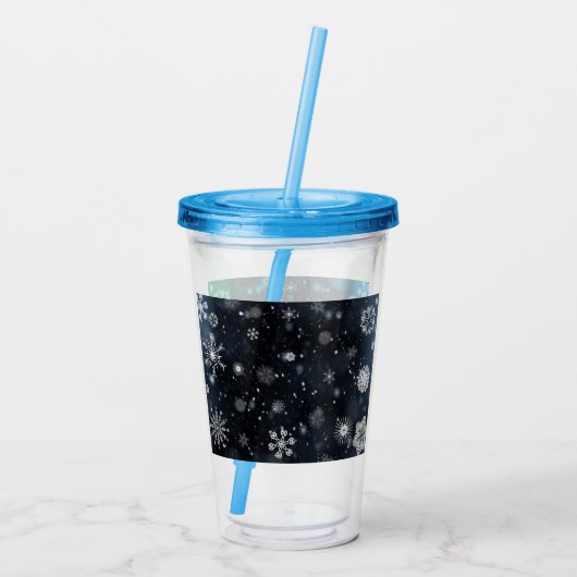 Verre En Acrylique flocon de neige bleu Noël/hiver (Dos)