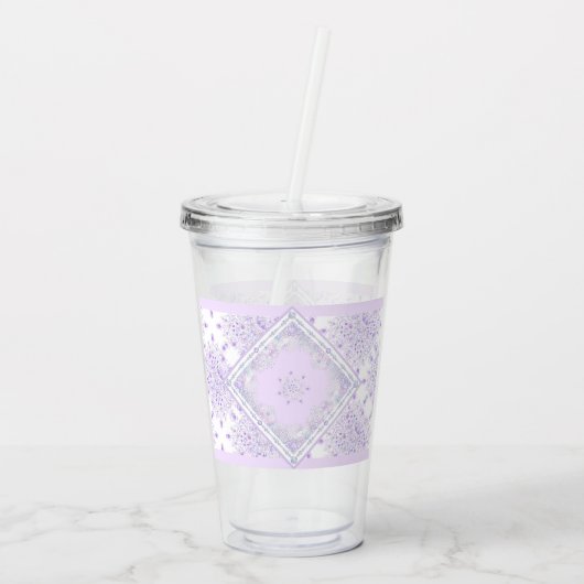 Verre En Acrylique flocon de neige violet clair et coeur étincelant (Dos)