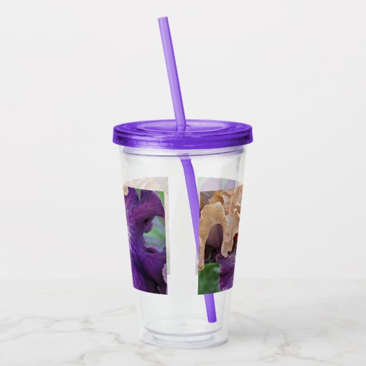 Verre En Acrylique Floral Fleur d'Iris à deux tons (Gauche)