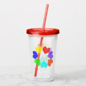 Verre En Acrylique Floral Rainbow Love Hearts (Dos)