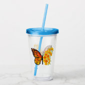 Verre En Acrylique Flower Butterfly with Yellow California Poppy (Dos)