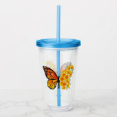 Verre En Acrylique Flower Butterfly with Yellow California Poppy (Devant)