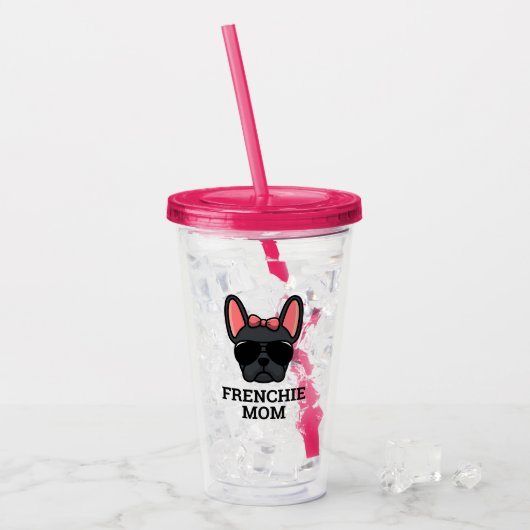 Verre En Acrylique Frenchie Chien Maman Noir Chien Français (Devant glace)