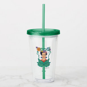 Verre En Acrylique Frida Kahlo Graphisme du cadre floral