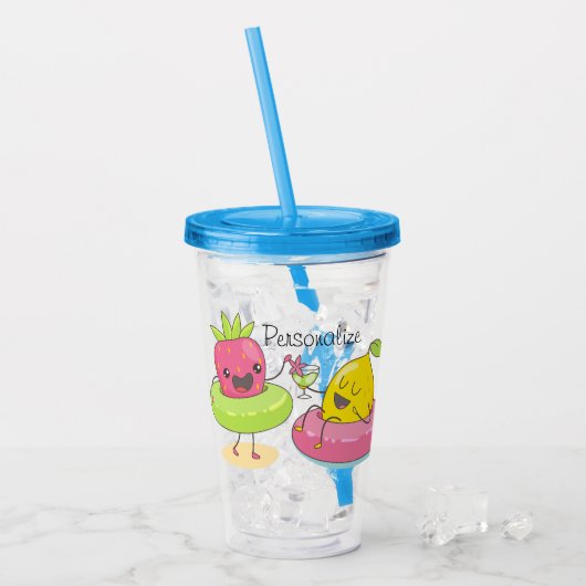 Verre En Acrylique Fruit d'été de Kawaii (Devant glace)