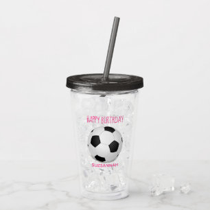 Verre En Acrylique Fun Girl Soccer Ball Custom Rose Anniversaire
