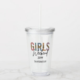 Verre En Acrylique Girls Weekend Cheetah Print Girls trip getaway