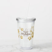 Verre En Acrylique Gold Hibiscus Tropical Beach Nom (Dos)