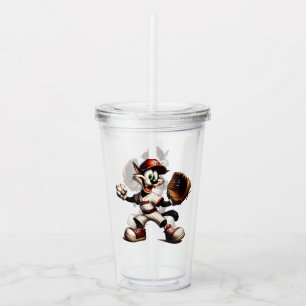 Verre En Acrylique Goofy Cat Baseball Pitcher Monte