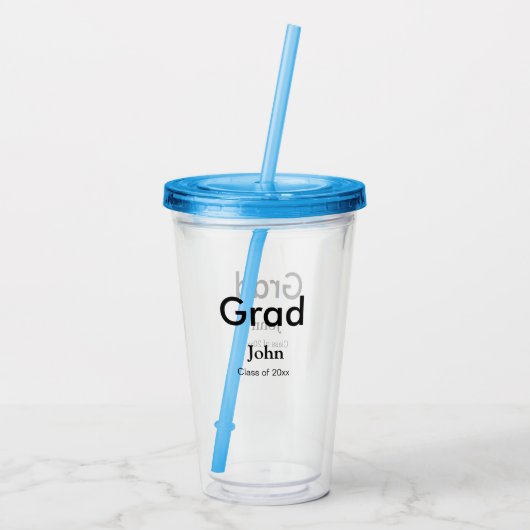 Verre En Acrylique grand garçon ajouter nom félicitations date année (Dos)