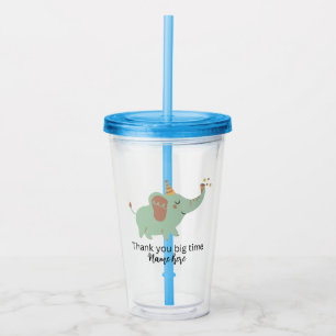Verre En Acrylique Grand Merci Eléphant mignon, Baby shower Merci