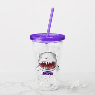 Verre En Acrylique Grand requin blanc moyen dessin animé