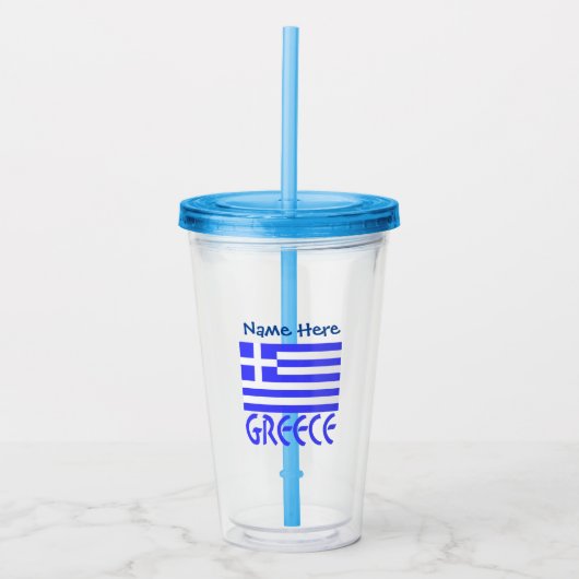 Verre En Acrylique Grèce Pavillon bleu Personnalisation (Devant)