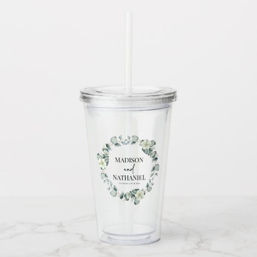 Verre En Acrylique Green Eucalyptus Feuille Verdure Mariage botanique (Devant)