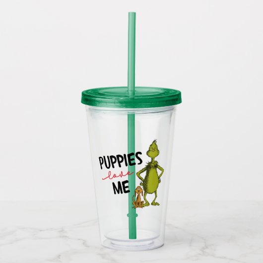 Verre En Acrylique Grinch et Max | Les chiots m'aiment (Devant)